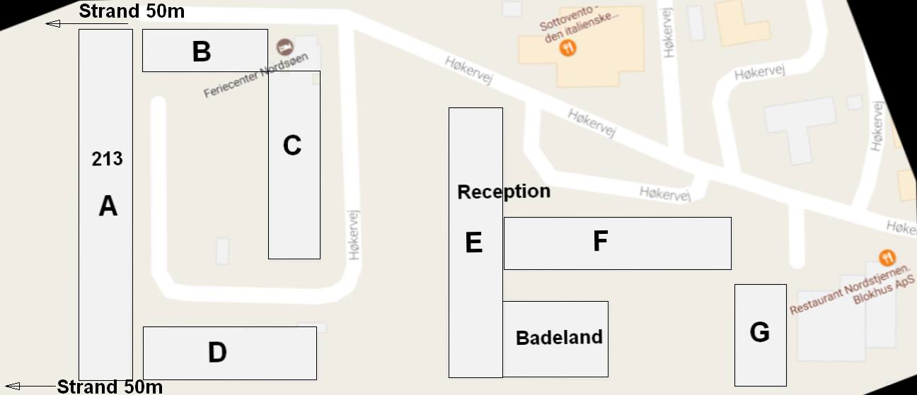 Kart over Blokhus feriesenter